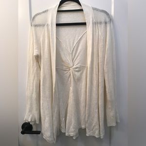 Anthropologie Angel of the North Ivory open front cardigan
